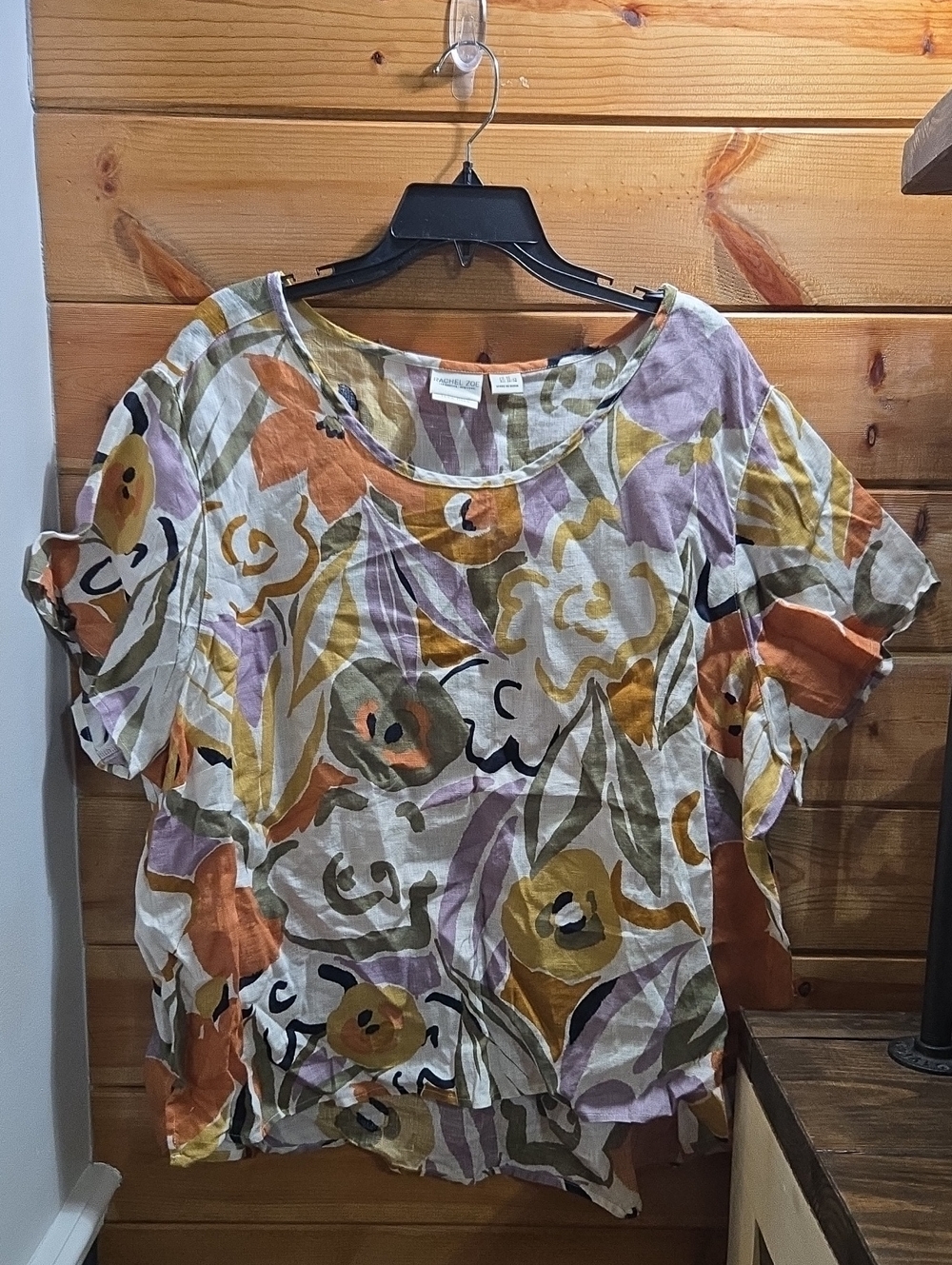 Rachel Zoe Plus 3x 100% Linen Fall Floral Top